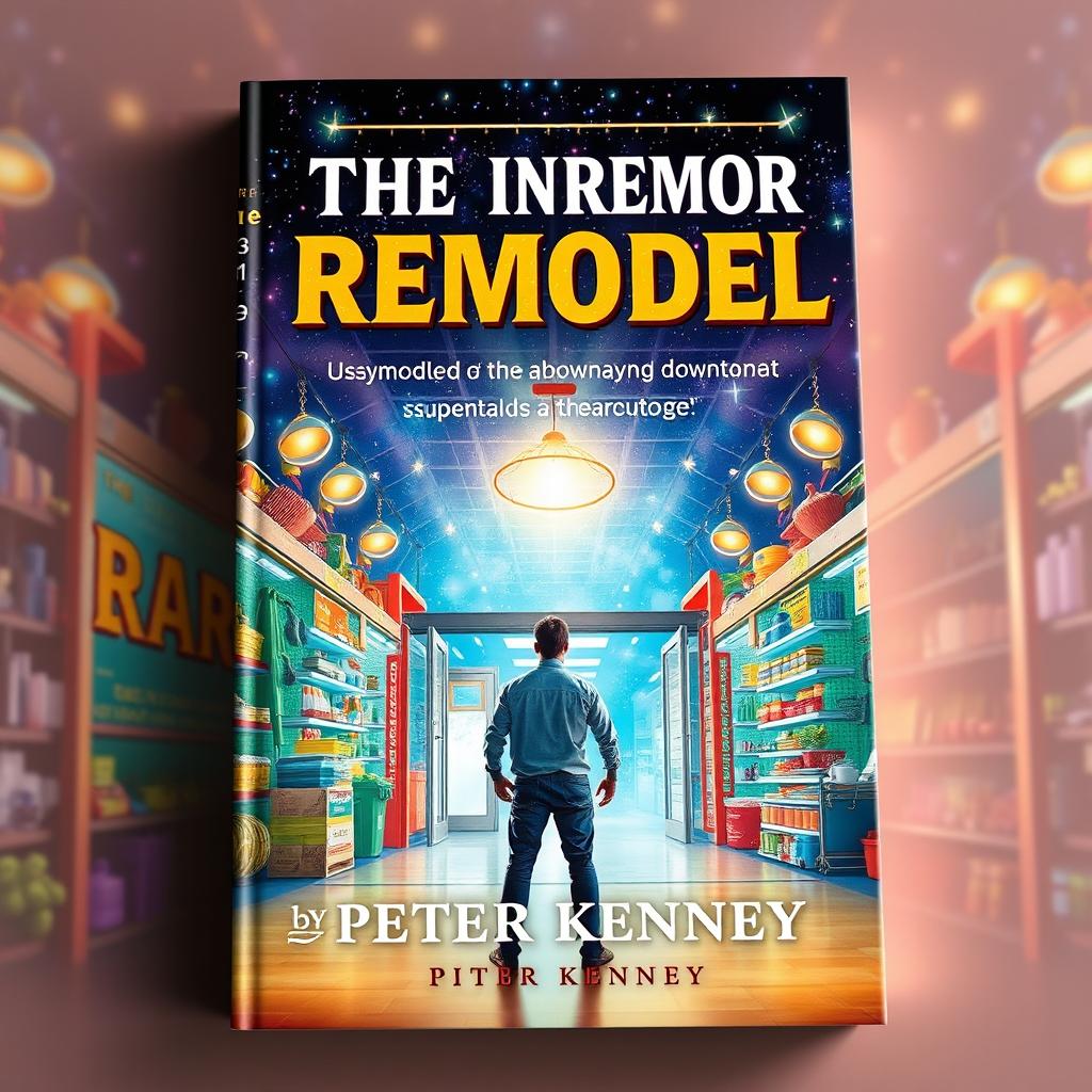 A stunning book cover design for 'The Inner Remodel' by Peter Kenney, featuring a mystical Superstore resembling a Home Depot