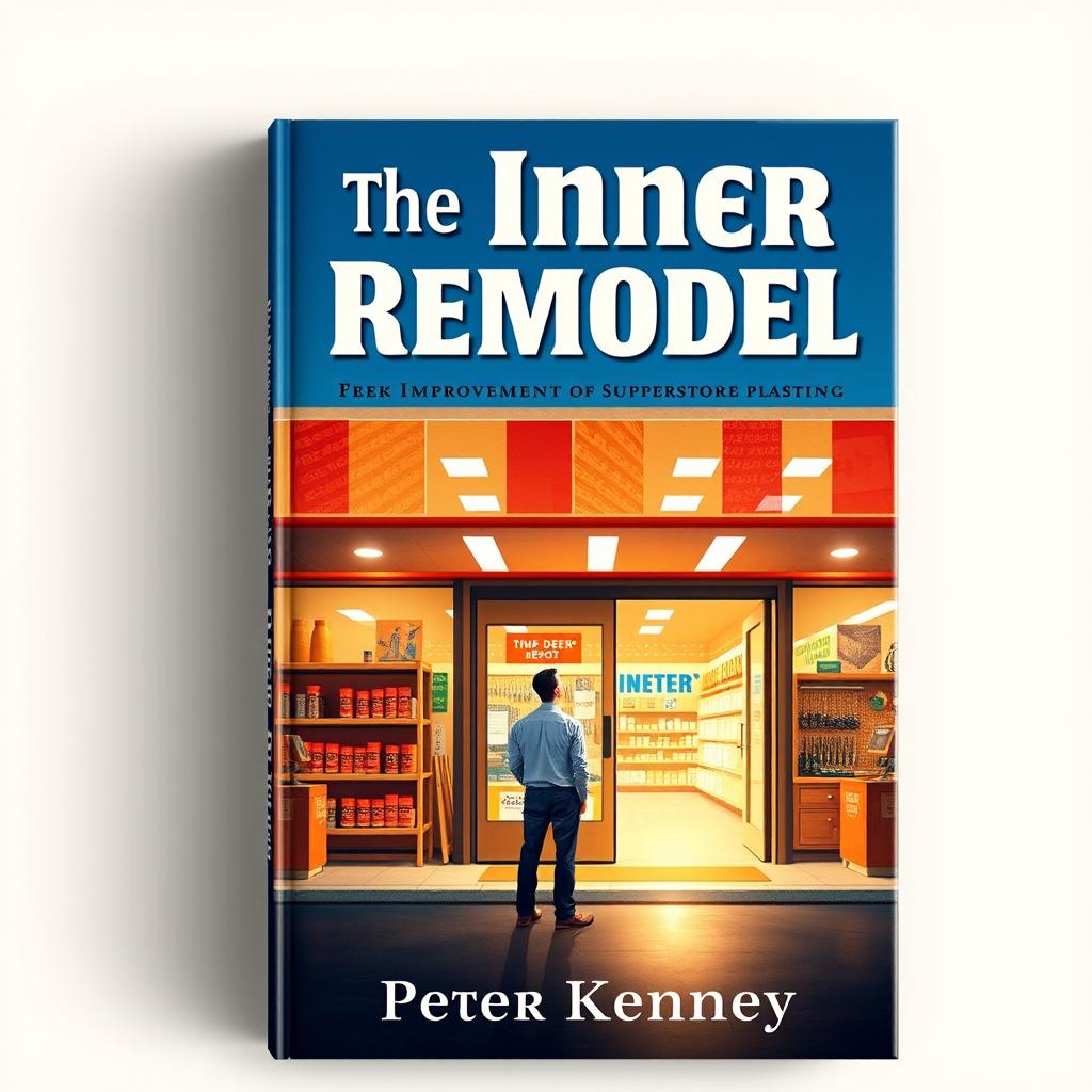A stunning book cover design for 'The Inner Remodel' by Peter Kenney, illustrating a self-improvement Superstore that resembles a Home Depot