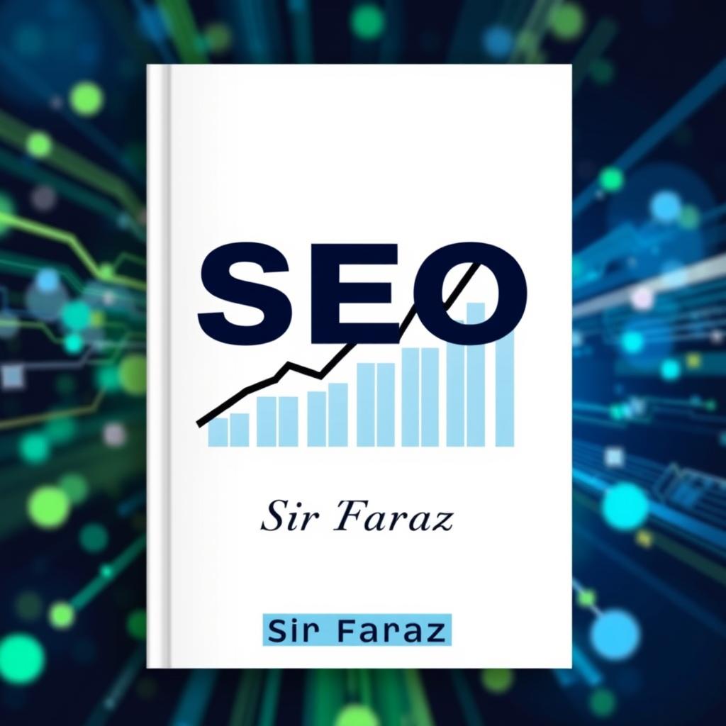 A modern, visually striking book cover for the title "SEO" by Sir Faraz, set for 2025