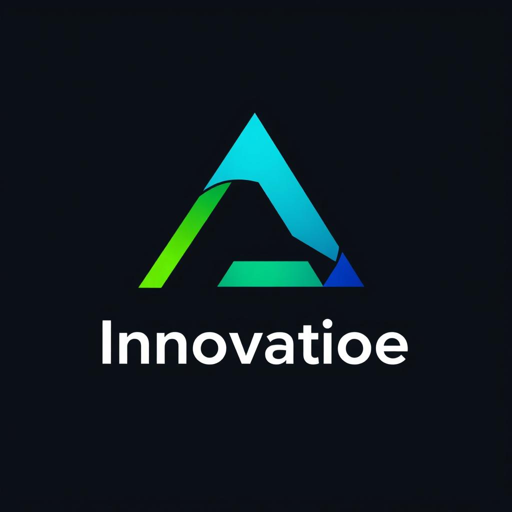 A sophisticated and modern business logo featuring an abstract geometric design, seamlessly blending vibrant shades of blue and green