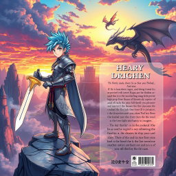 A stunning anime-style illustration designed for a front and back cover of a fantasy novel