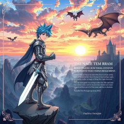 A stunning anime-style illustration designed for a front and back cover of a fantasy novel