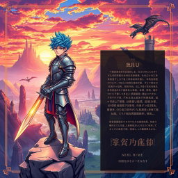 A stunning anime-style illustration designed for a front and back cover of a fantasy novel