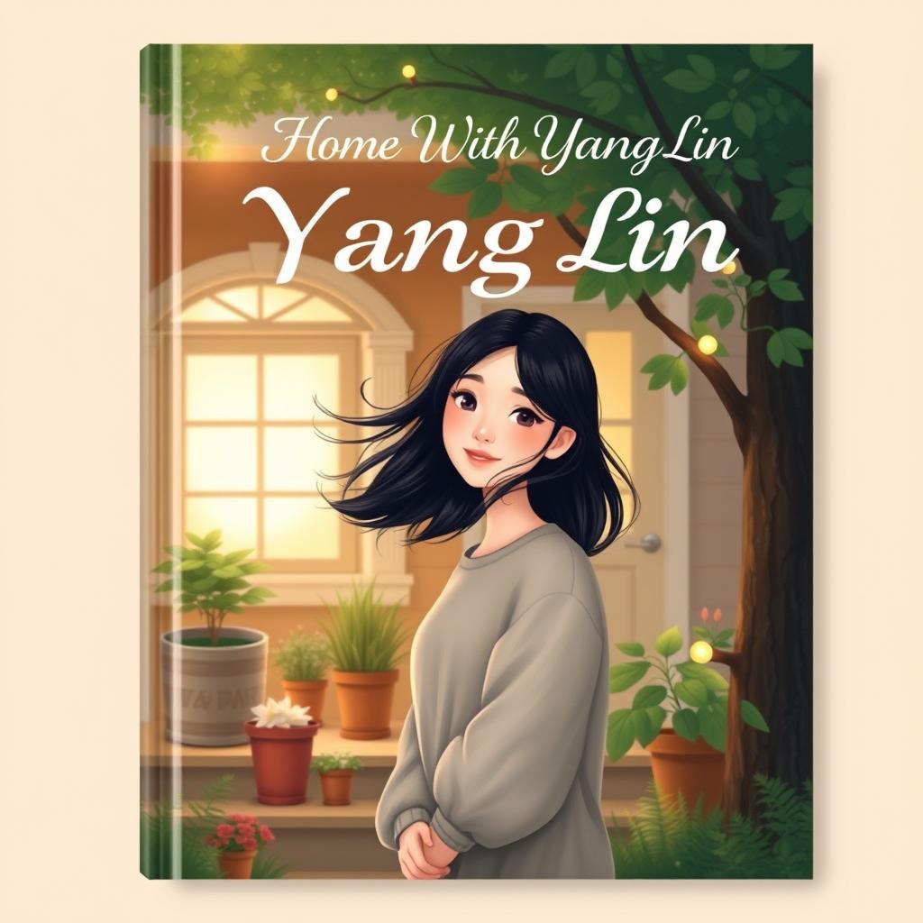 A heartwarming book cover for 'Home With Yang Lin', featuring a serene and inviting scene that captures the essence of home and belonging