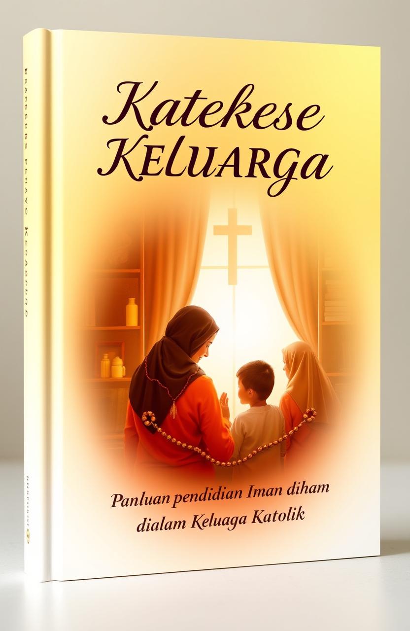 A beautiful book cover design for 'KATEKESE KELUARGA' with the subtitle 'Panduan Pendidikan Iman di dalam Keluarga Katolik'