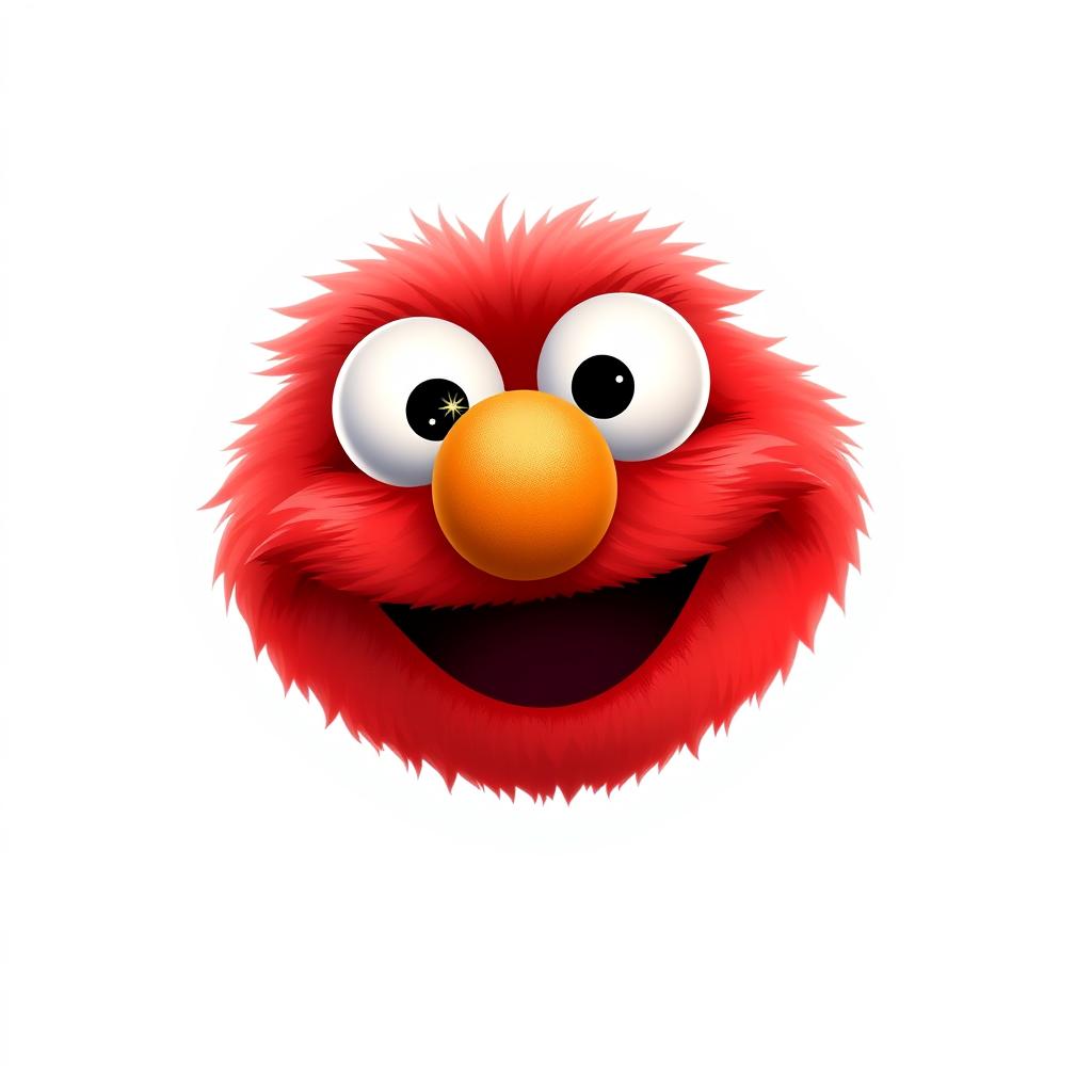 A super cute Pixar-style rendition of Elmo, featuring a round face adorned with oversized, sparkling eyes that convey a sense of joy and playfulness