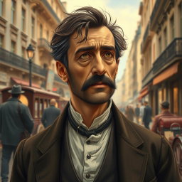 A detailed portrait of Monsieur Loisel from the classic short story "The Necklace" by Guy de Maupassant