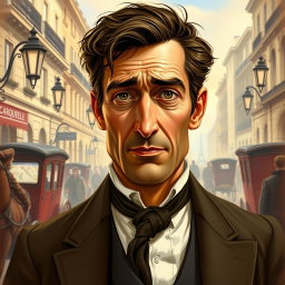 A detailed portrait of Monsieur Loisel from the classic short story "The Necklace" by Guy de Maupassant