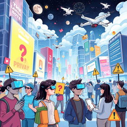 An imaginative and thought-provoking illustration capturing the new challenges in the digital world