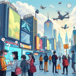 An imaginative and thought-provoking illustration capturing the new challenges in the digital world