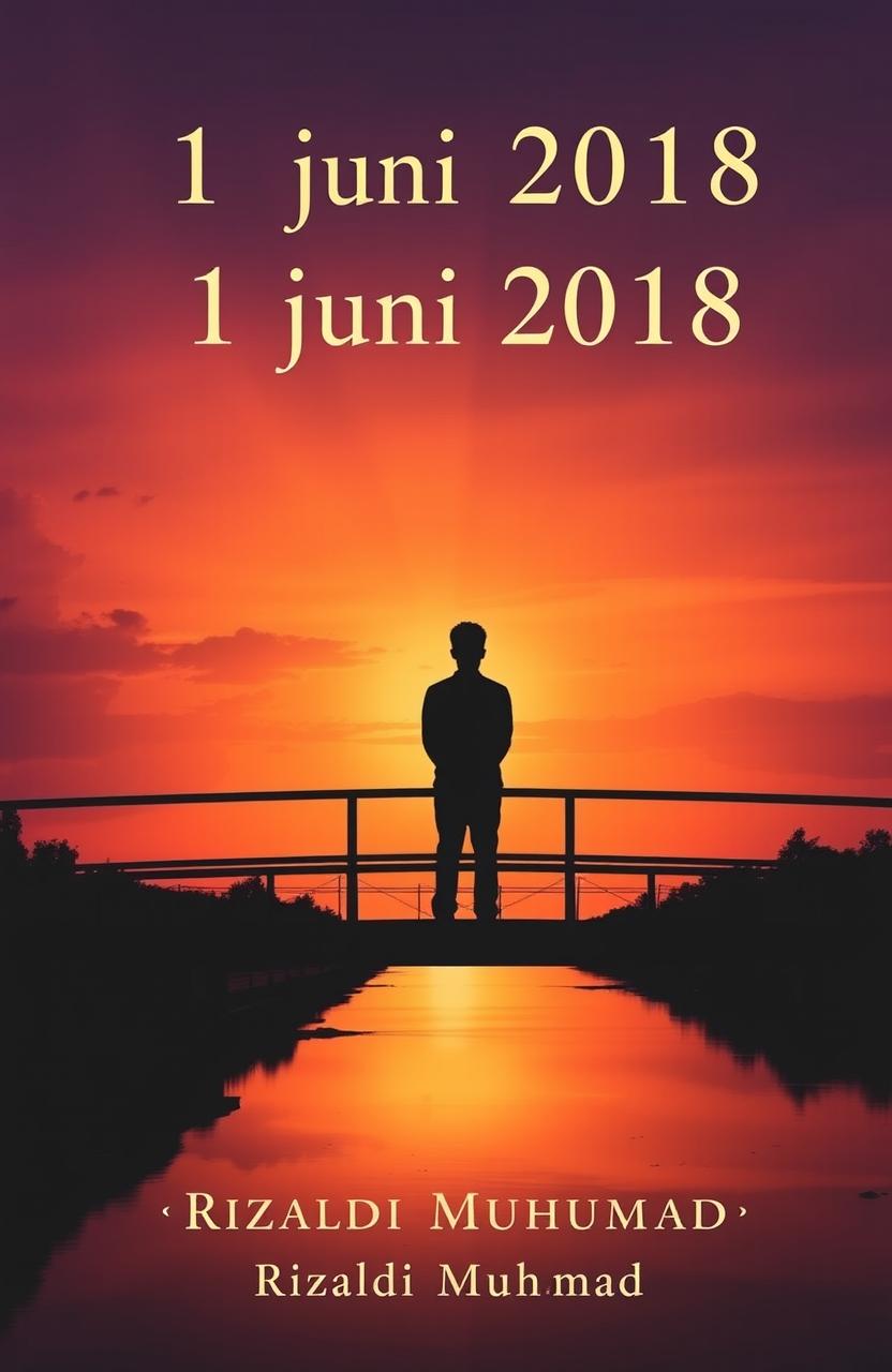A captivating novel cover design for a book titled '1 Juni 2018' written by Rizaldi Muhammad