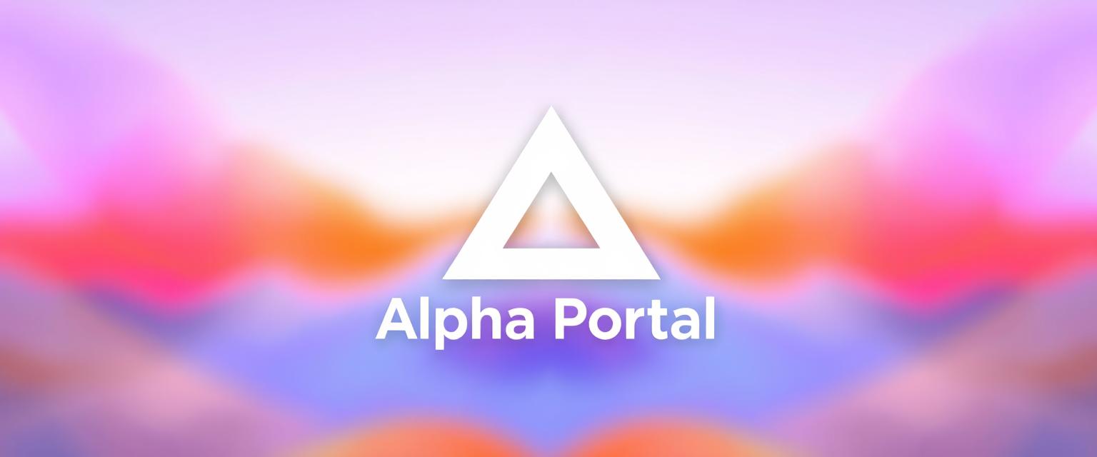 A modern and sleek Alpha Portal logo designed in a Web3 DeFi style