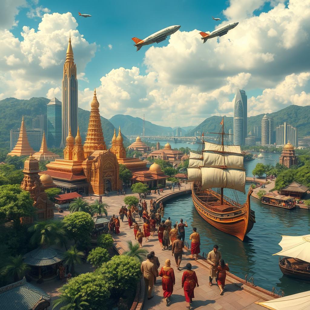 A modern Indonesia without colonialism, where the legacies of Majapahit and Srivijaya have shaped a powerful, independent nation