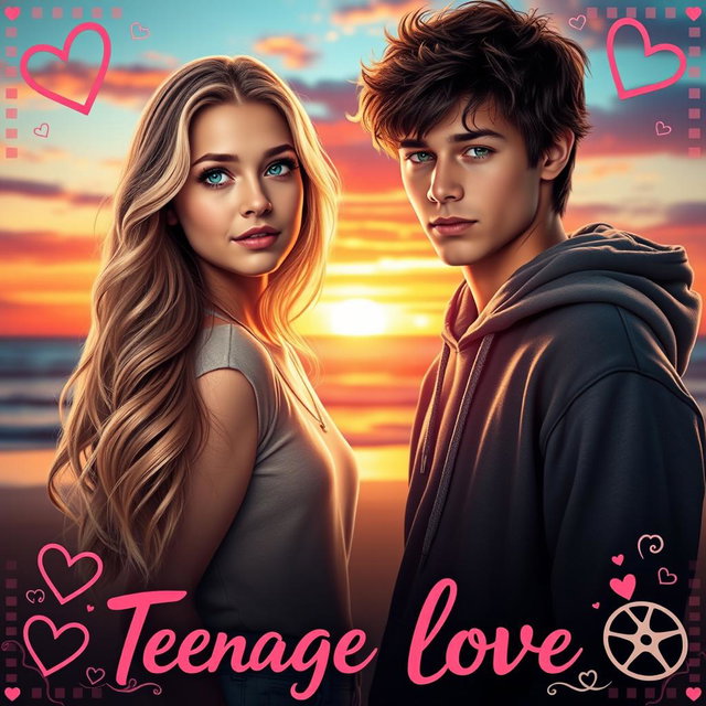 A movie poster depicting a romantic story about teenage love