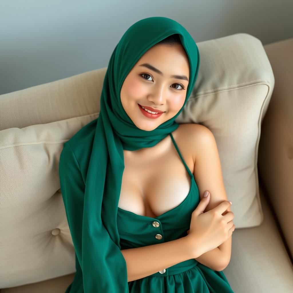 A beautiful 20-year-old Indonesian girl with Chinese facial features and fair skin