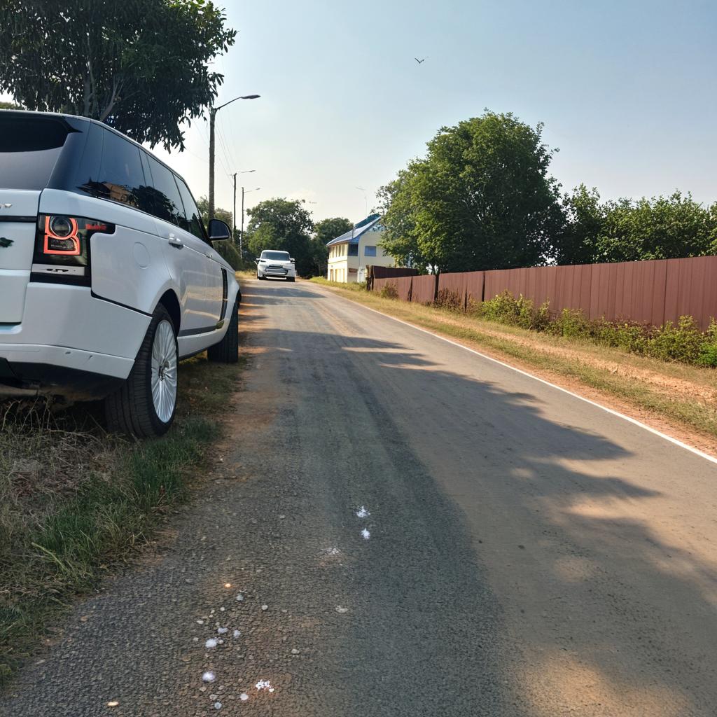 Tranquil Countryside Drive: White Van in Nature