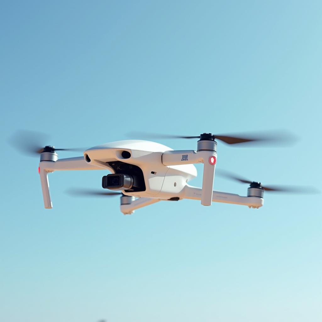 A sleek white aerial drone made of carbon fiber, displaying intricate details of its texture and design