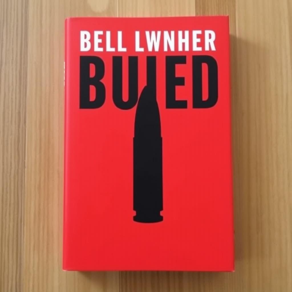 A striking red book cover featuring a bold, solid black silhouette of a bullet in the center