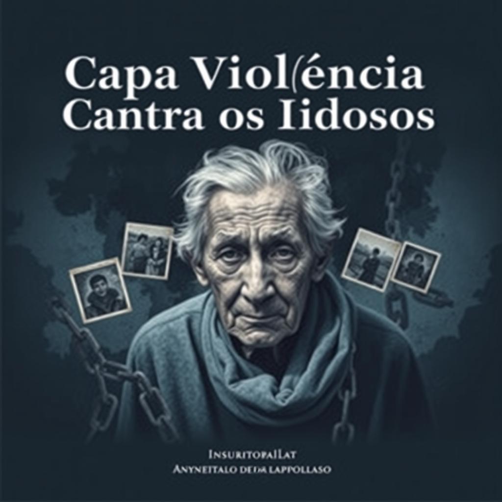 A poignant cover design addressing the theme of Violence Against the Elderly, featuring a somber yet impactful color palette of dark blues and grays