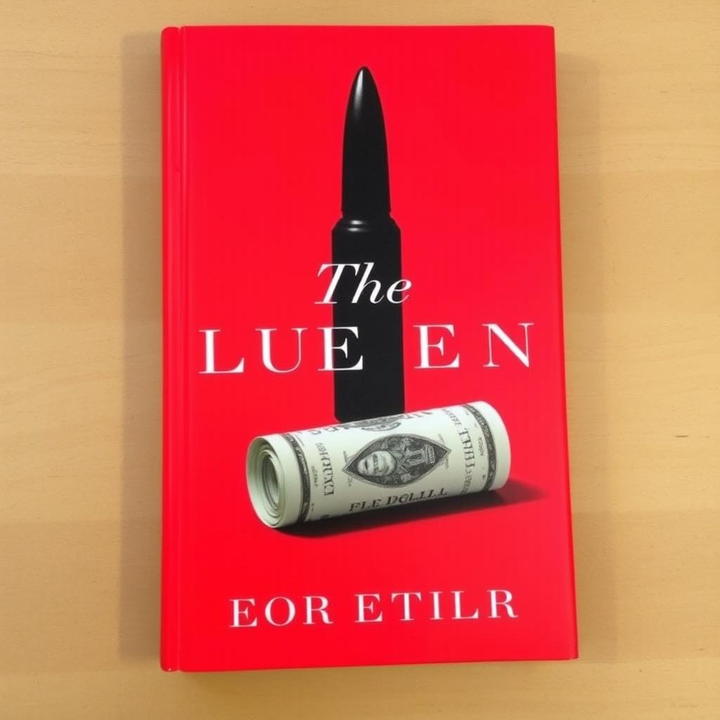 A striking red book cover featuring a black silhouette of a bullet and a rolled dollar note