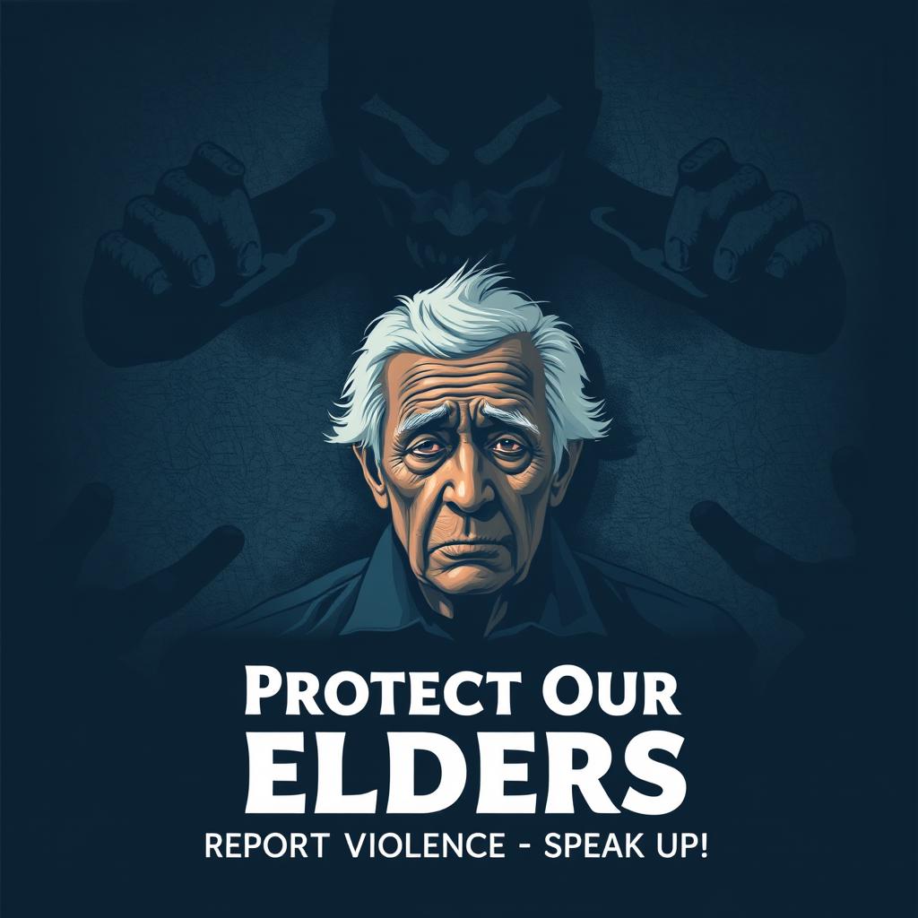 A powerful and thought-provoking poster highlighting violence against elderly individuals