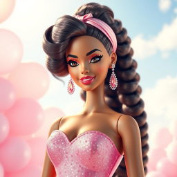 An enchanting representation of Zendaya reimagined in a Barbie-style theme, radiating elegance and charm