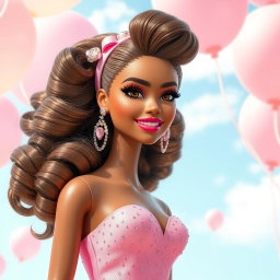 An enchanting representation of Zendaya reimagined in a Barbie-style theme, radiating elegance and charm