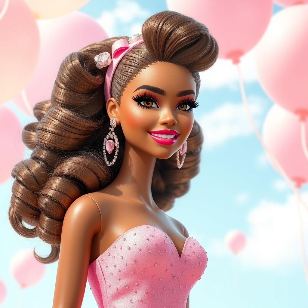 An enchanting representation of Zendaya reimagined in a Barbie-style theme, radiating elegance and charm