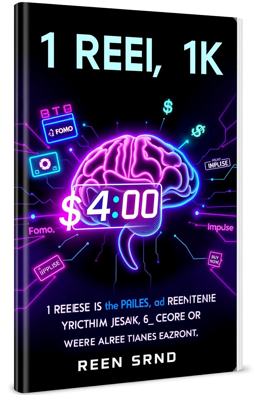An ultra-modern ebook cover design for the title *'1 Reel, 1K Sales: Laser-Targeted Scripts to Hack the Lizard Brain in 4 Seconds'*