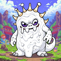 A pixel art character of a milk monster boss in a game
