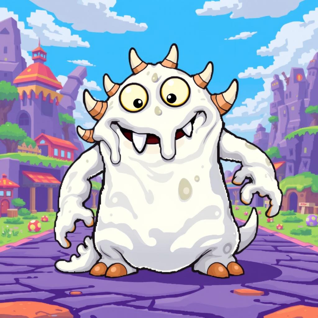 A pixel art character of a milk monster boss in a game