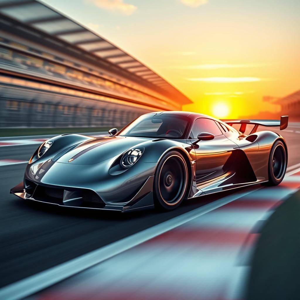 A stunning hybrid car that combines the sleek aerodynamic design of a Formula One race car with the luxurious and sporty features of a Porsche