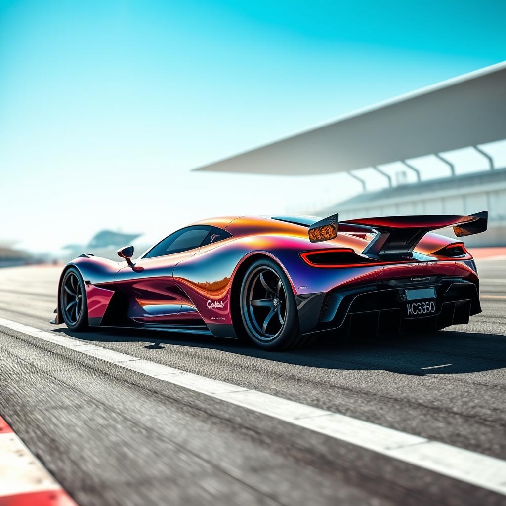 A stunning hybrid car that combines the sleek aerodynamic design of a Formula One car with the luxurious curves of a Porsche