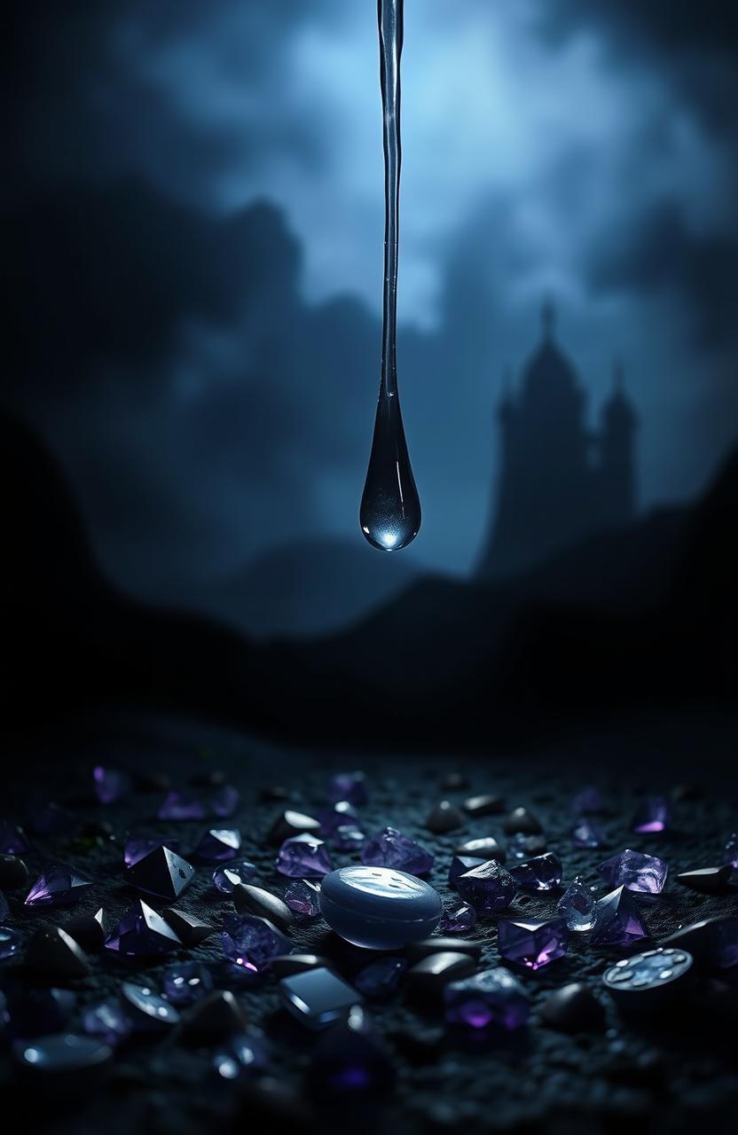 A fantasy book cover featuring a dark and somber atmosphere