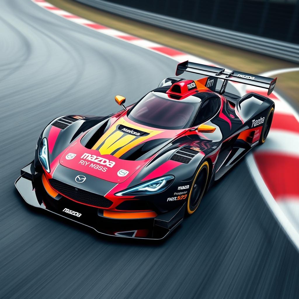 A stunning hybrid car combining elements of a Formula One racing car and a Mazda