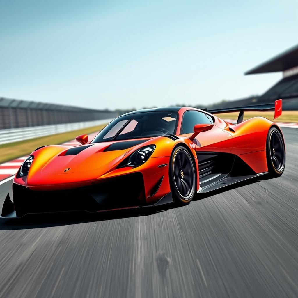 A stunning hybrid car that combines the sleek aerodynamic design of a Formula One car with the elegant features and style of a Porsche
