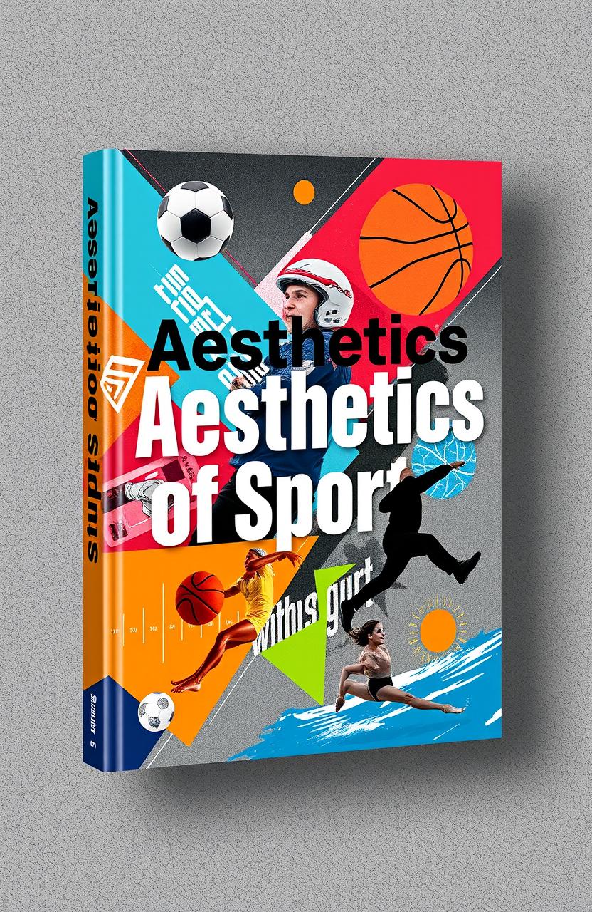 A modern and sleek book cover design for a title 'Aesthetics of Sports'
