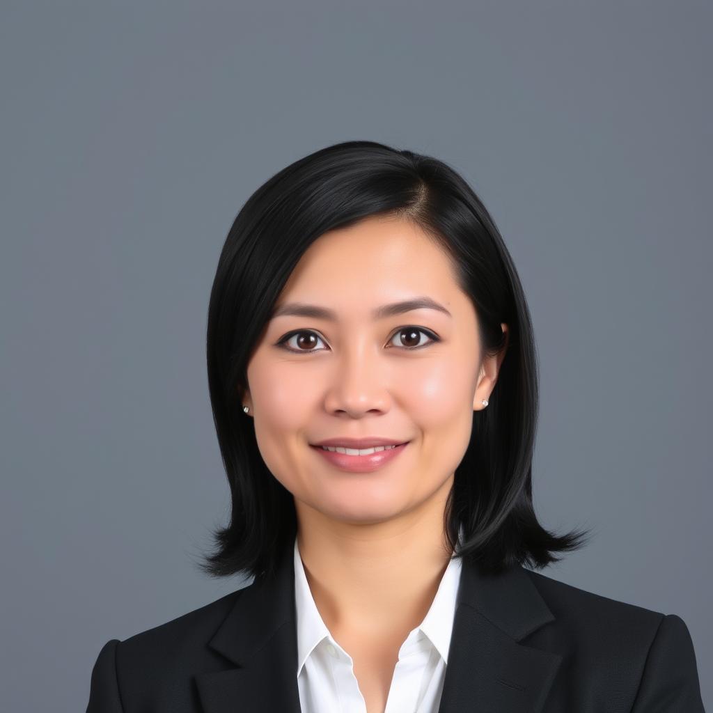 A professional headshot of a person with a confident expression, wearing smart business attire