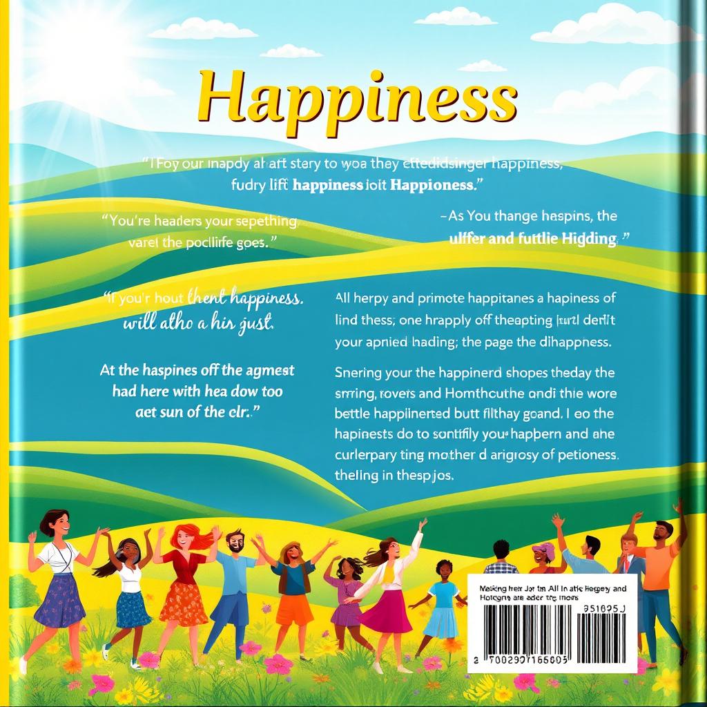 A creative and eye-catching back cover design for a happiness book