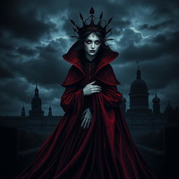 A dark and captivating book cover design featuring the Queen of Hearts playing card prominently displayed in the center