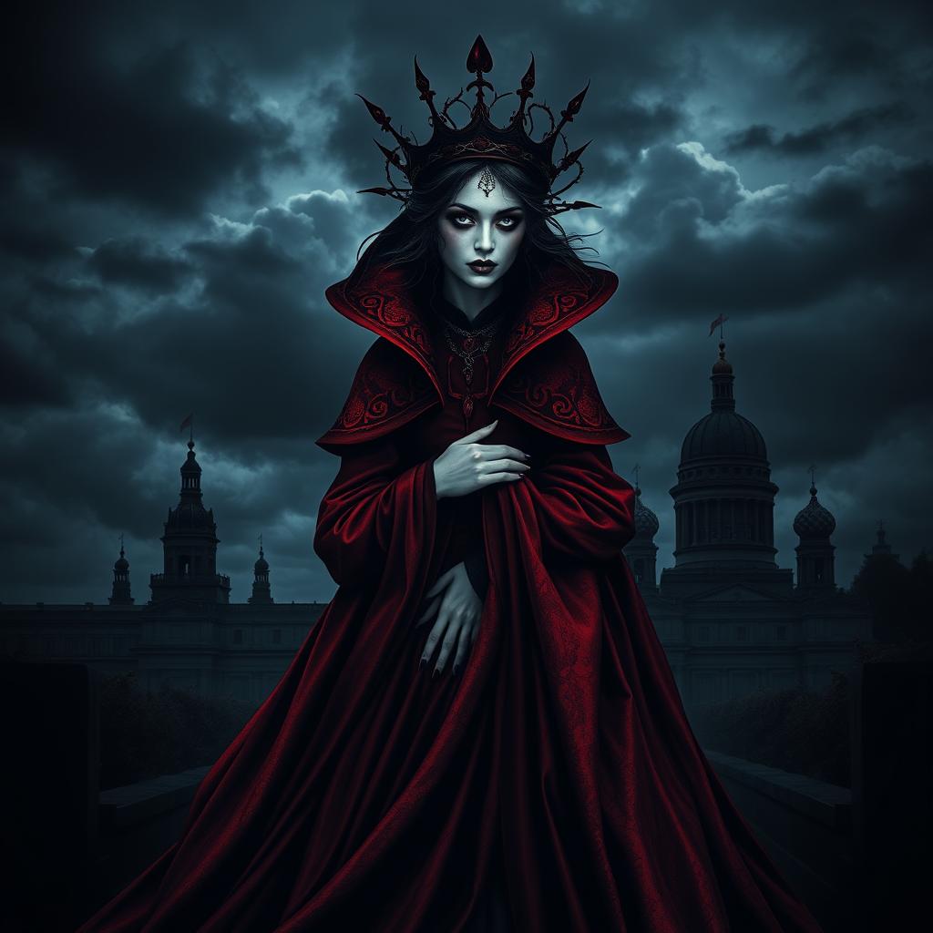 A dark and captivating book cover design featuring the Queen of Hearts playing card prominently displayed in the center
