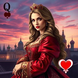 A beautiful book cover design featuring the Queen of Hearts playing card as the central focus