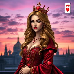 A beautiful book cover design featuring the Queen of Hearts playing card as the central focus