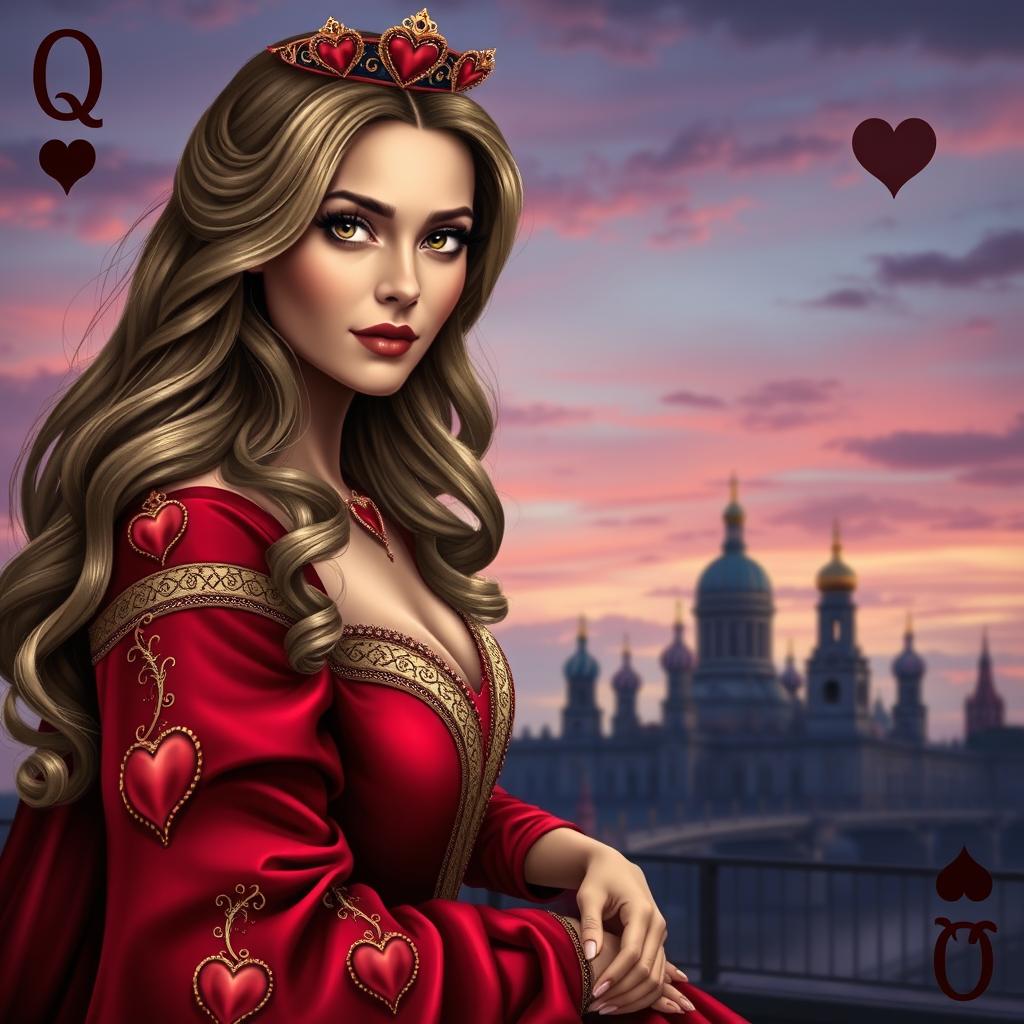 A beautiful book cover design featuring the Queen of Hearts playing card as the central focus