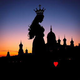 A visually striking book cover design featuring the silhouette of the Queen of Hearts playing card elegantly portrayed at the center