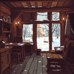 A cozy indoor scene depicting a warm cottage during the Viking Era
