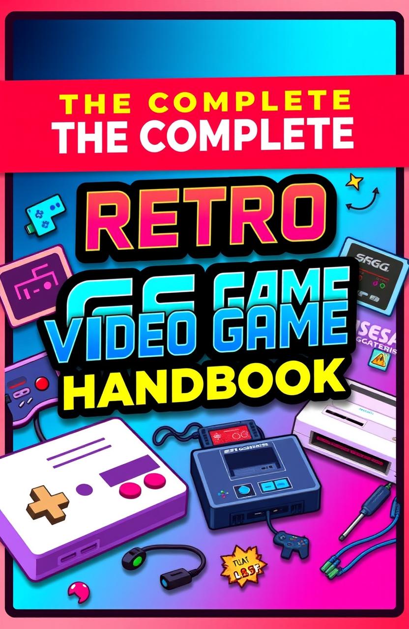 A visually striking book cover design for 'The Complete Retro Video Game Handbook'