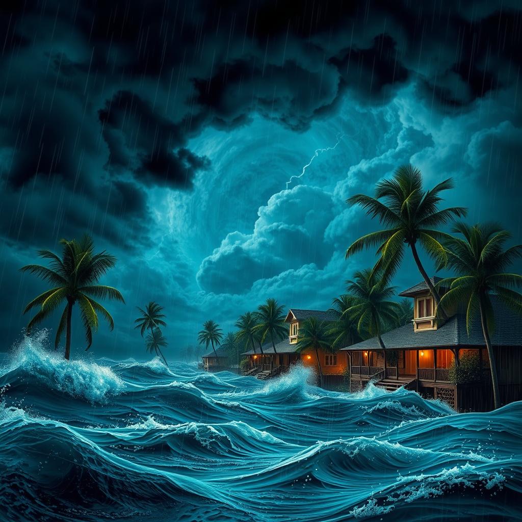 A captivating visual interpretation of The Great Bahamian Hurricanes, illustrating the powerful forces of nature that impact the Bahamas