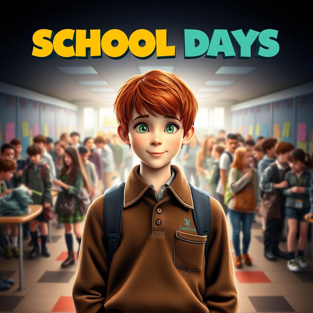 A movie poster featuring a teenage boy named Sam with short red hair and bright green eyes