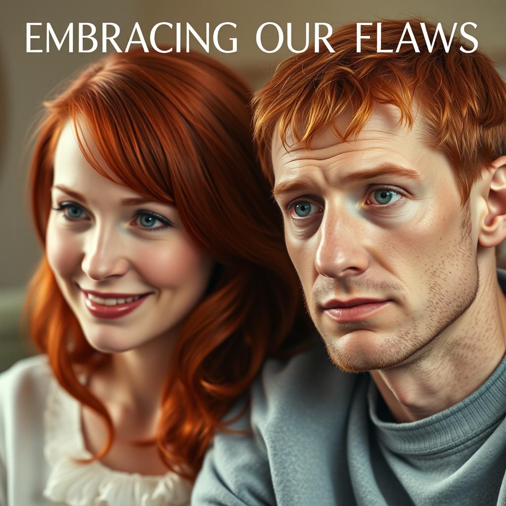 A touching movie poster featuring a father and mother with bright red hair